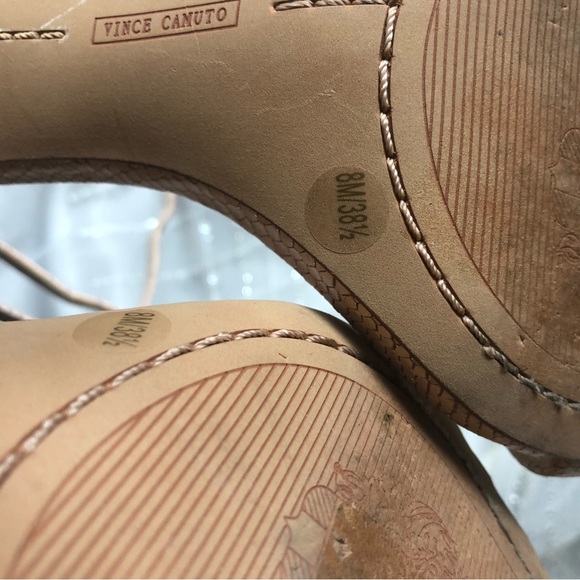 Vince Camuto Light Pink Snake Pattern with Gold Sparkle Heeled Sandals - Picture 14 of 16